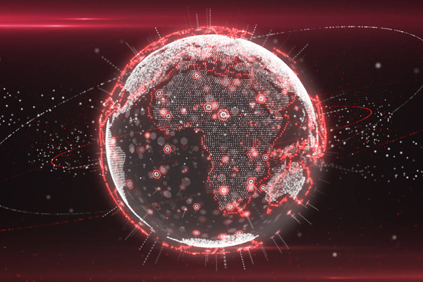 3d ilustración de planeta digital tierra datos resumen de una red de datos tecnológicos que transmite la comunicación, la complejidad y el flujo de datos de la era digital moderna
 - Foto, imagen