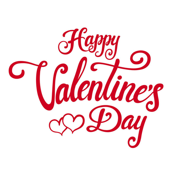 Happy Valentines Day lettering. Red vector letters for banners poster or greeting card on a white background. Calligraphic hand drawn font composition - Vector, Image