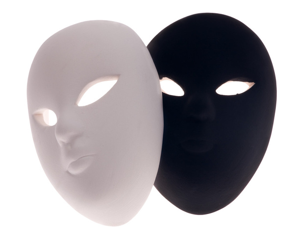 geïsoleerde zwarte en witte maskers - Foto, afbeelding