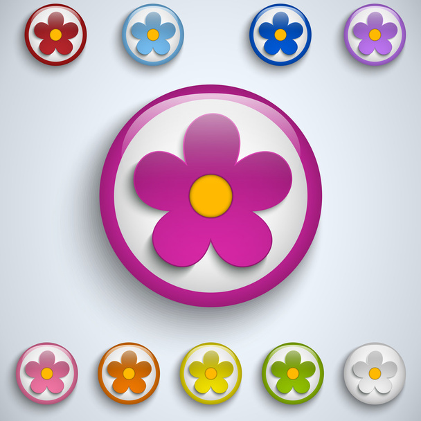 Flower Spring Button Sticker Icon - Vettoriali, immagini