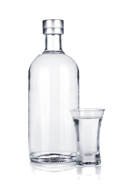 Bottle of vodka and shot glass - Photo, Image