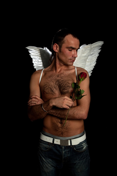 Man with rose and wings - Photo, Image