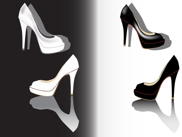 black and white shoes illustration - Vector, Image