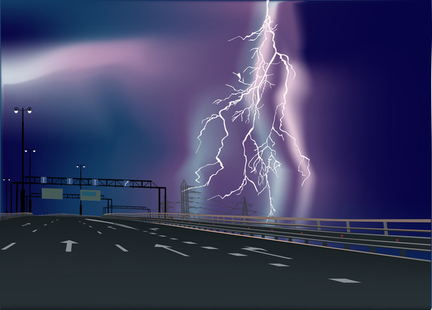 Fırtına resimde boş sokak - Vektör, Görsel