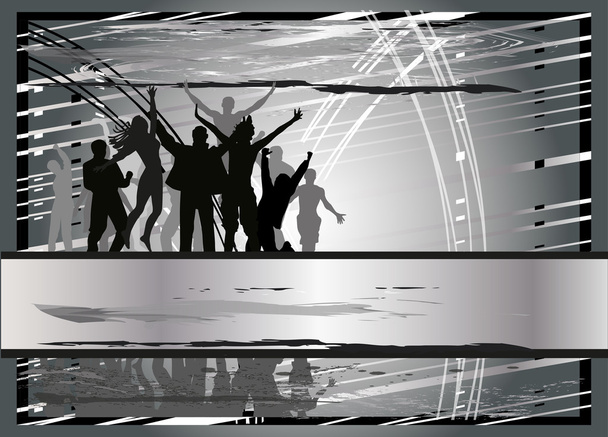 gray illustraion with dancers - Vector, Image