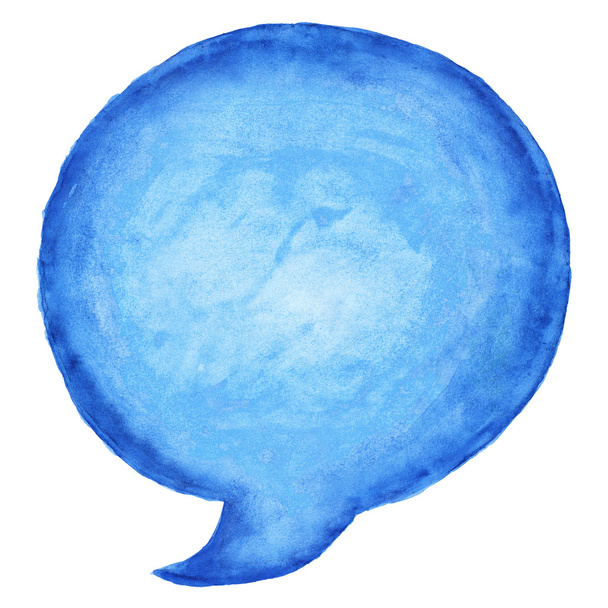 blau Aquarell leer Sprechblase Dialogkreis Form weißer Hintergrund - Foto, Bild