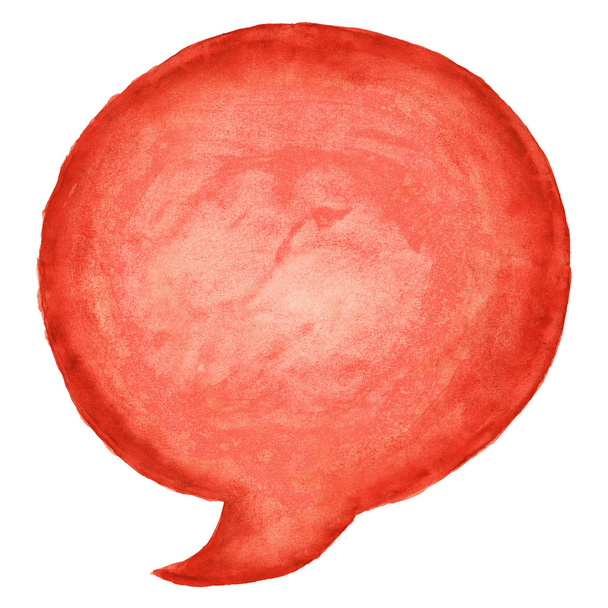 rote Aquarell leere Sprechblase Dialogkreis Form weißer Hintergrund - Foto, Bild