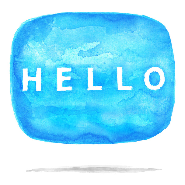 Blue watercolor speech bubble dialog with text HELLO. - Photo, Image