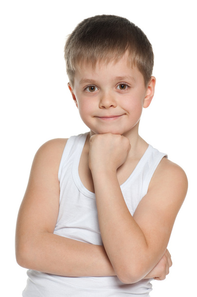 Thoughtful young boy after fitness - Photo, Image