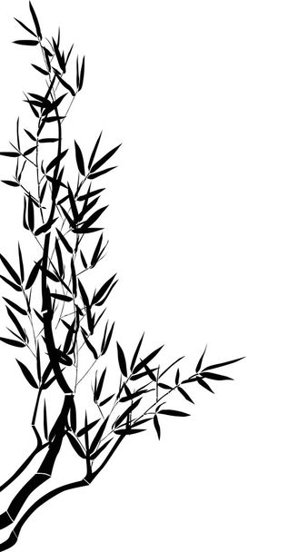 zwarte bamboe silhouet op wit - Vector, afbeelding