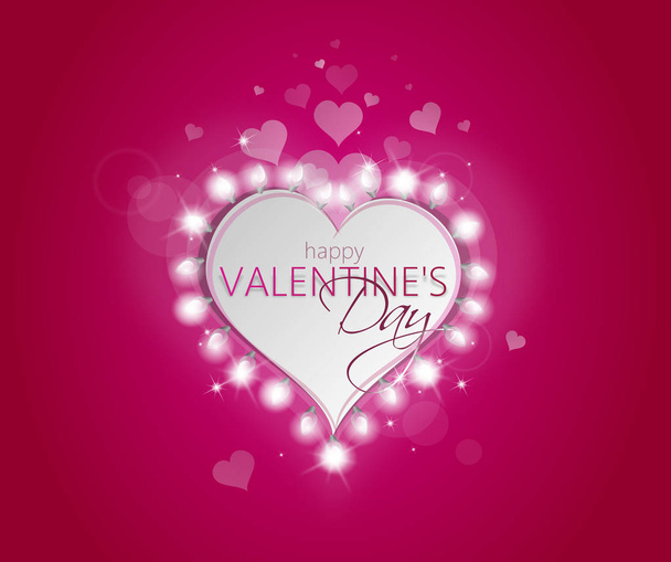 Greeting card to Valentine's Day with heart of lights - Φωτογραφία, εικόνα