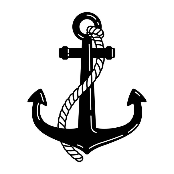 Anchor vector icon logo rope boat pirate helm maritime Nautical illustration symbol graphic - Vektör, Görsel