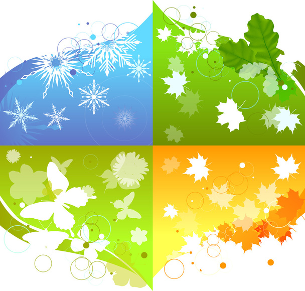 Sammlung von vier Wetter-Jahreszeiten - Vektor, Bild