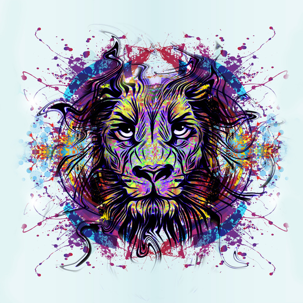 farbige künstlerische Löwe isoliert auf weißem Hintergrund - Foto, Bild