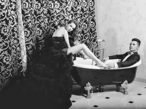 elegant couple in bath - Photo, Image