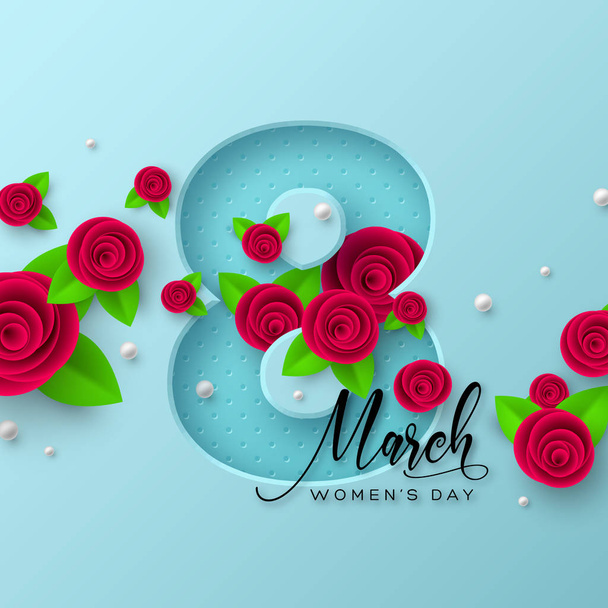 8 March greeting card for Womens Day. - Vektor, Bild