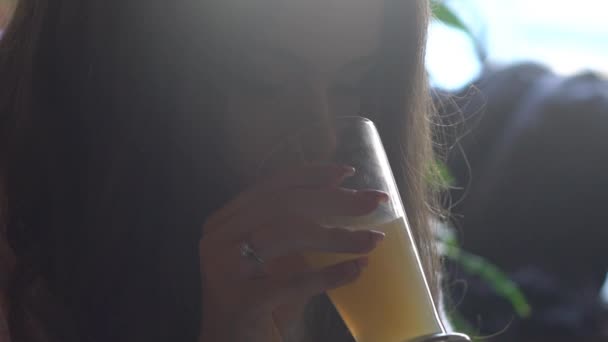 Beautiful Woman Drinking Tea In A Cafe - Materiaali, video