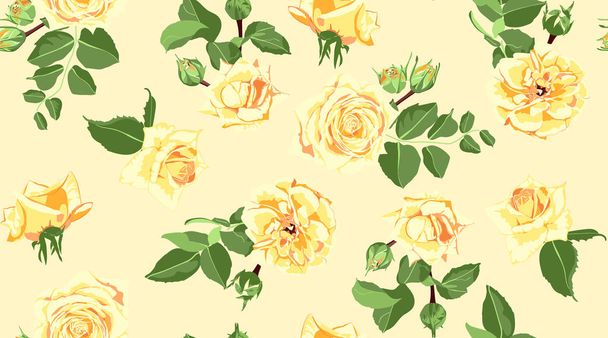 Varrat nélküli virágos háttér akvarell rózsákkal. - Vektor, kép