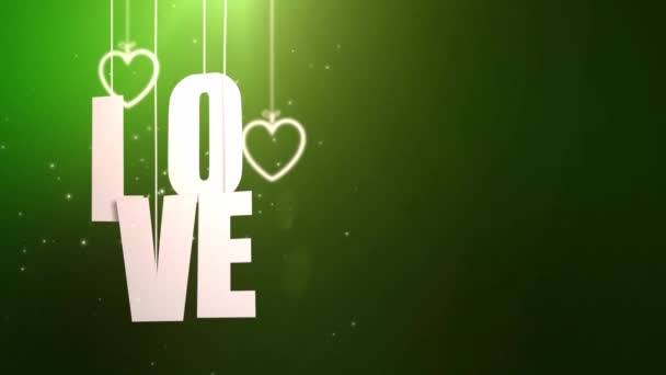 Yeşil artalan ile tavandan düşen ipte asılı aşk mektupları - Video, Çekim