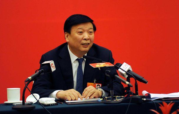 Jiang Daming, sonra Cpc Shandong İl Komitesi ve Shandong Eyaleti Valisi Genel Sekreter Yardımcısı, Pekin'de röportaj, Çin, 7 Mart 2012 - Fotoğraf, Görsel