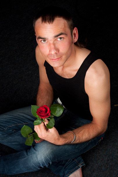 Man with rose - Φωτογραφία, εικόνα