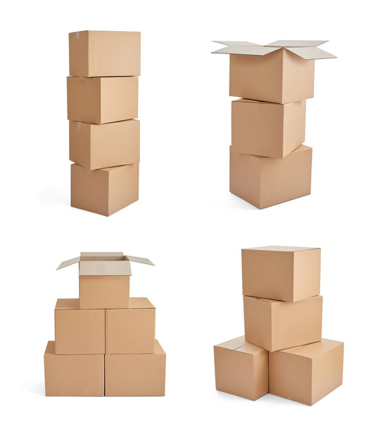 collection of  various cardboard boxes on white background - Photo, Image