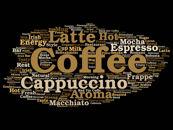 konzeptionelle kreative heiße italienische Kaffeepause am Morgen, Cappuccino oder Espresso Restaurant oder Cafeteria abstrakte Getränkewolke isoliert auf dem Hintergrund. ein Konzepttext für Energie- oder Geschmacksgetränke - Foto, Bild