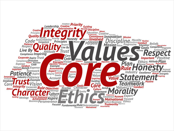 Conceptuele core waarden integriteit ethiek begrip woord wolk - Foto, afbeelding