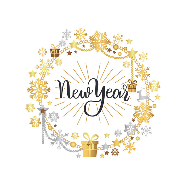 New Year Lettering Hand drawn Text Merry Christmas - Вектор,изображение