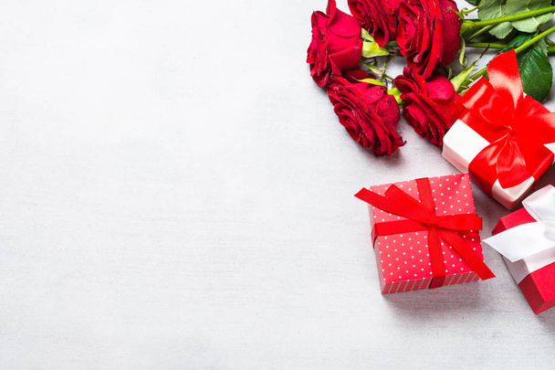 Holiday background with present and flower. - Photo, Image