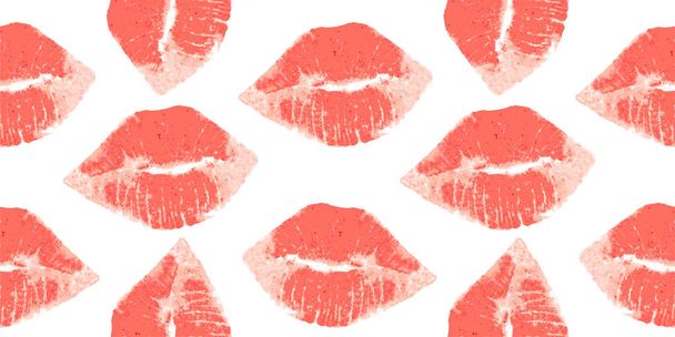 トレンディな珊瑚の色と女性の唇のパターン - ベクター画像