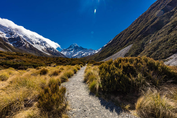 Mouintains in Hooker Valley Track in Aoraki National Park, New Zealand, South Island - 写真・画像