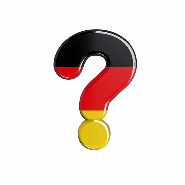 Німеччина прапор допиту точка - 3d німецький символ ізольовані на білому тлі. Цей алфавіту ідеально підходить для творчого ілюстрацій, пов'язані, але не обмежуючись Німеччина, Берлін, Європи... - Фото, зображення