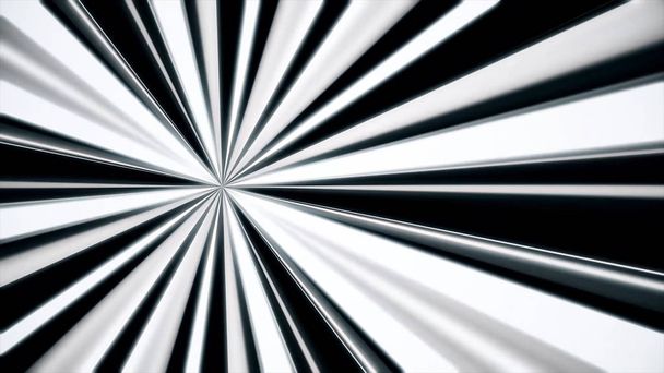 Abstract background of white rays. Striped moving background of black and white stripes emerging from one point like spotlight - Photo, Image