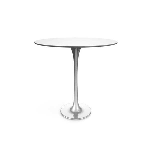 長い脚にテーブルの金属。あなたの設計のための空き領域があります。ホワイトは、バック グラウンドを分離しました。3 d イラストレーション - 写真・画像