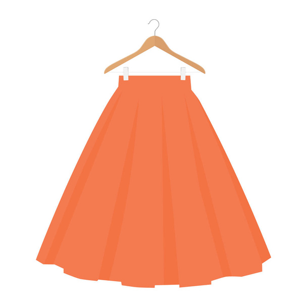 Vector orange skirt template, design fashion woman illustration. Women bubble skirt on hanger - Vettoriali, immagini