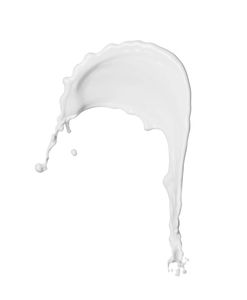 Splash of fresh milk isolated on white - 写真・画像