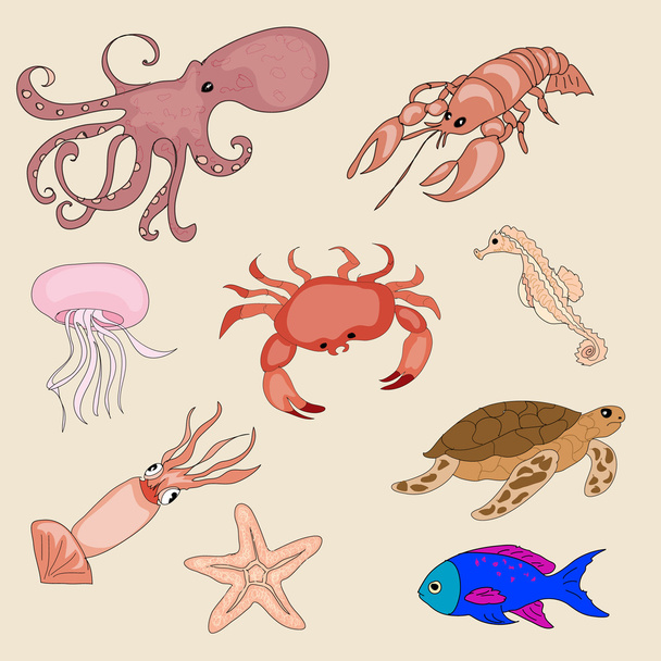 Set of sea animals - ベクター画像
