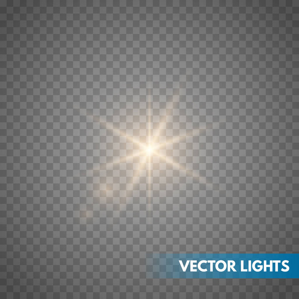  Estrellas de Luz Brillante con Chispas. Efecto luz dorada. Ilustración vectorial
  - Vector, Imagen