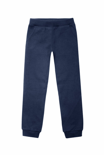 Blue sports sweatpants isolated on the white background - Photo, Image