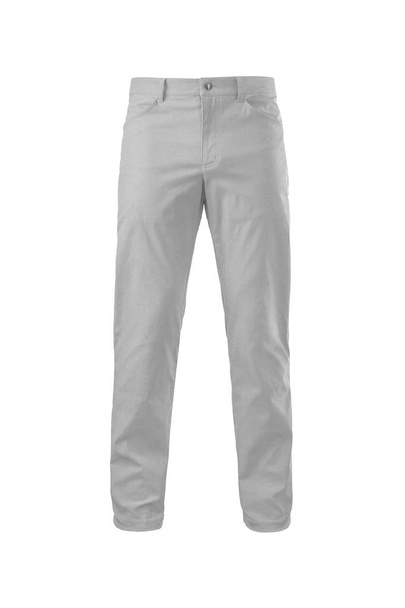 Pantaloni jeans casual isolati su sfondo bianco. Denim bianco maschile, ritaglio. Moda, stile, concetto di abbigliamento
 - Foto, immagini