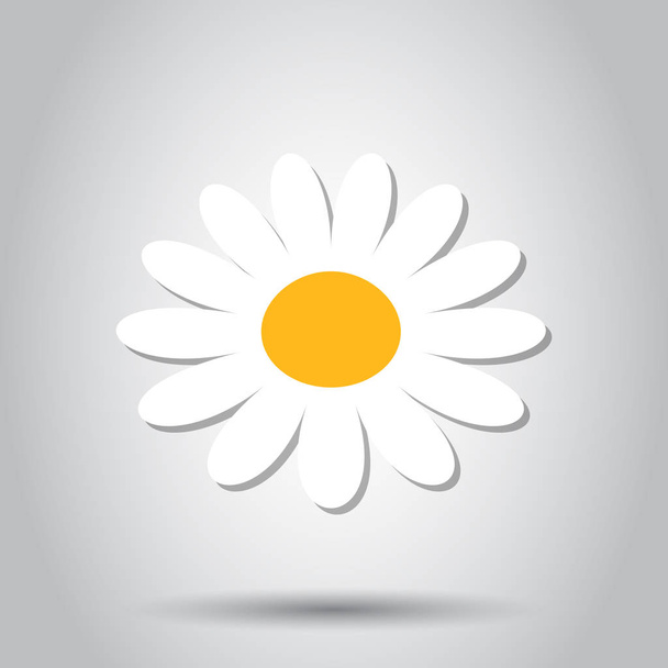 Chamomile flower vector icon in flat style. Daisy illustration on white background. Camomile sign concept. - Διάνυσμα, εικόνα