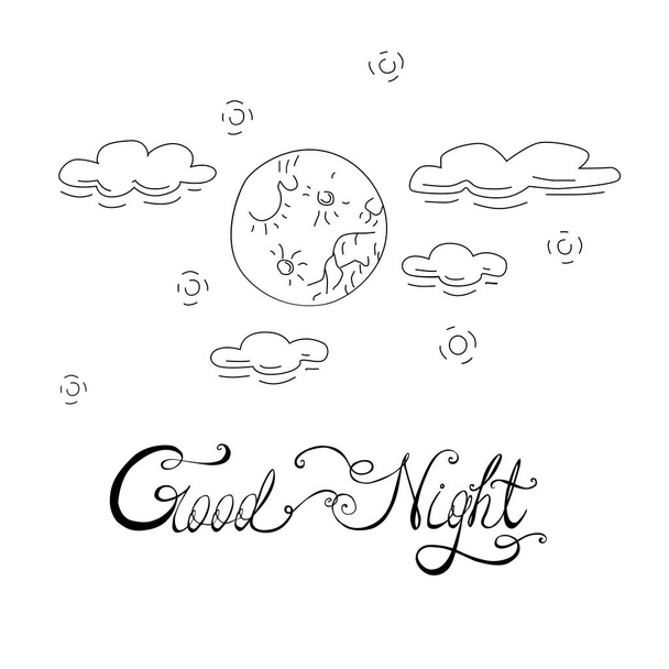 Good Night moon - Vektör, Görsel