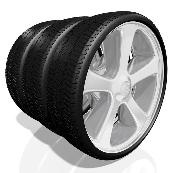 3D колеса, шины - иллюстрация
 - Фото, изображение