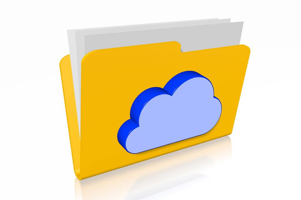 3D Documents folder illustration, cloud computing - Фото, изображение