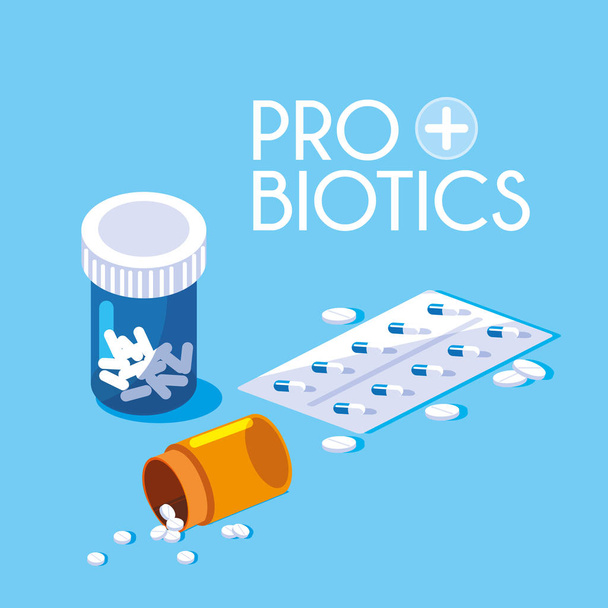 medicamentos botella icono probióticos
 - Vector, Imagen