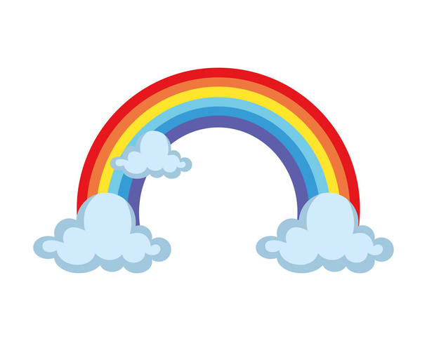 cute rainbow with clouds - Vector, Image