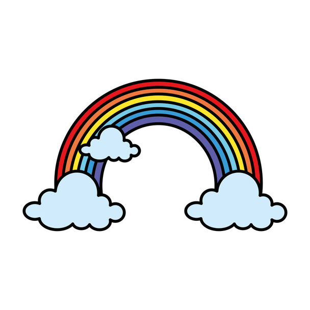 şirin rainbow bulutlar ile - Vektör, Görsel