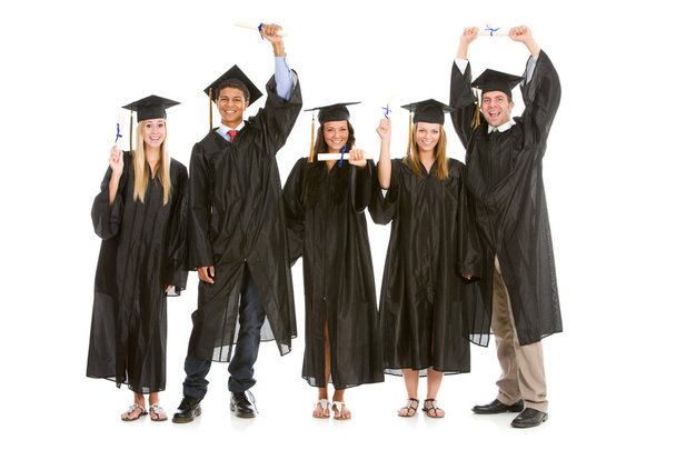 Graduation: Graduates with Diplomas Cheering - Foto, Imagem