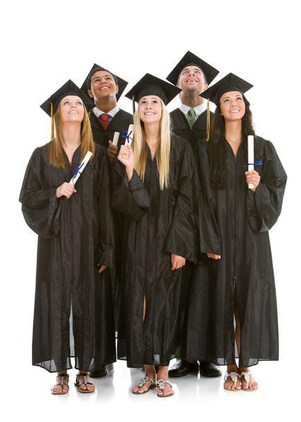 Graduation: Group of Graduates Look Upwards - Foto, Bild